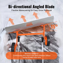 Wheeled Snow Shovel, 76.2 cm metal driveway snow shovel, heavy-duty shovel pusher with wide blade and U-shaped aluminium alloy handle