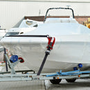 Sprūdrata stiprināšanas siksnas, 4 gab., 2362 kg maksimālā pārraušanas slodze, 40 mm × 2,44 m, ar polsterētiem rokturiem, paredzētas kravas, sadzīves tehnikas, dārza tehnikas un motociklu nostiprināšanai