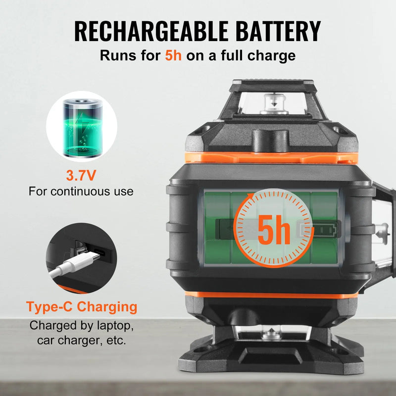 VEVOR Lāzera līmeņrādis 30 m, zaļās līnijas, pašizlīdzinošs, augstas precizitātes mērīšanai