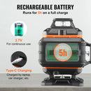 VEVOR Lāzera līmeņrādis 30 m, zaļās līnijas, pašizlīdzinošs, augstas precizitātes mērīšanai