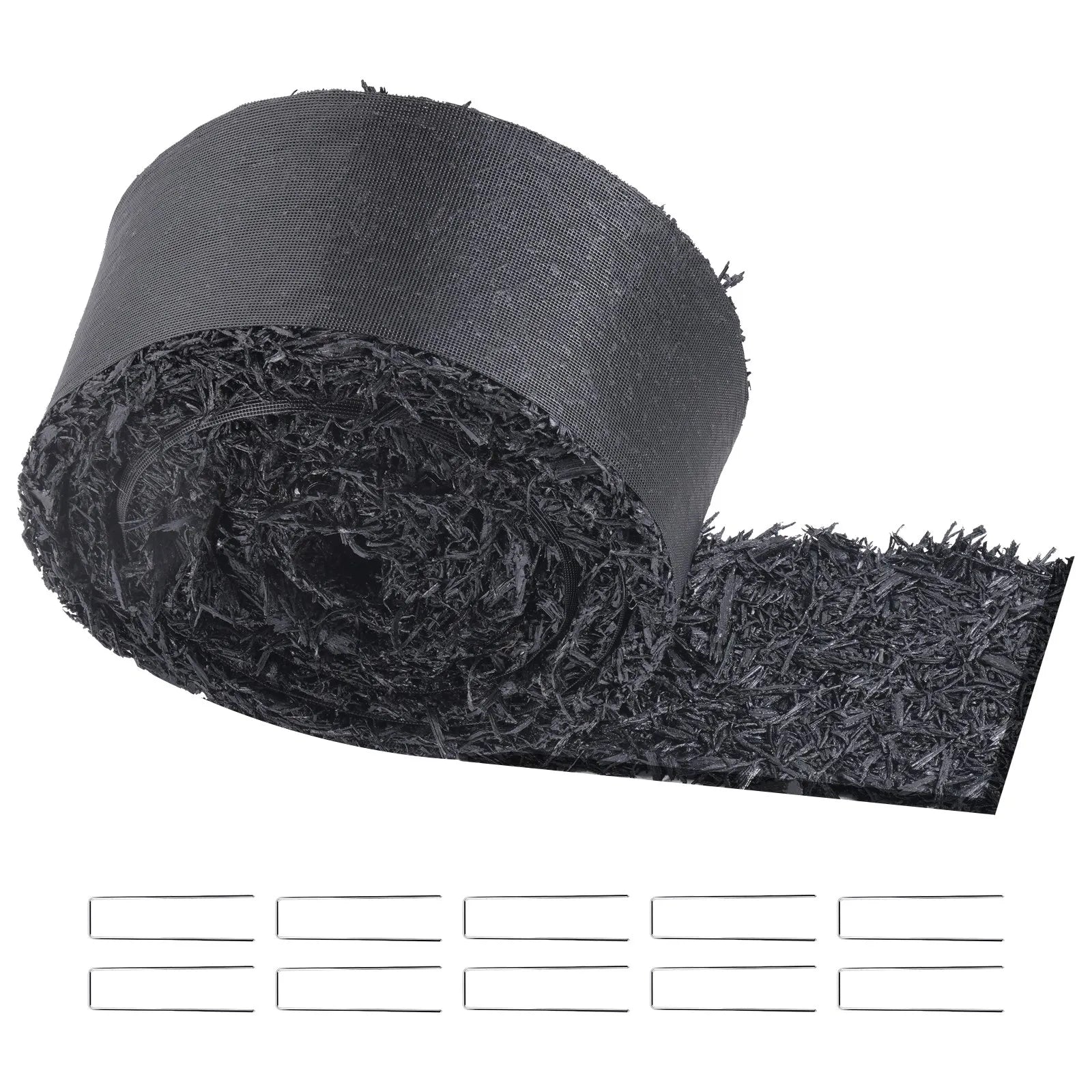 VEVOR gumijas mulča ainavu labiekārtošanai, pārstrādātas gumijas mulčas paklājs 3048 x 114 mm, pastāvīgs gumijas celiņš, dabīga izskata melna mulčas dārza apmale augiem, dārzeņiem un ziedu dārza barjerai