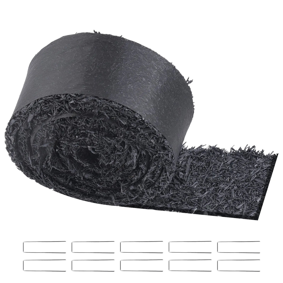 VEVOR gumijas mulča ainavu labiekārtošanai, pārstrādātas gumijas mulčas paklājs 3048 x 114 mm, pastāvīgs gumijas celiņš, dabīga izskata melna mulčas dārza apmale augiem, dārzeņiem un ziedu dārza barjerai