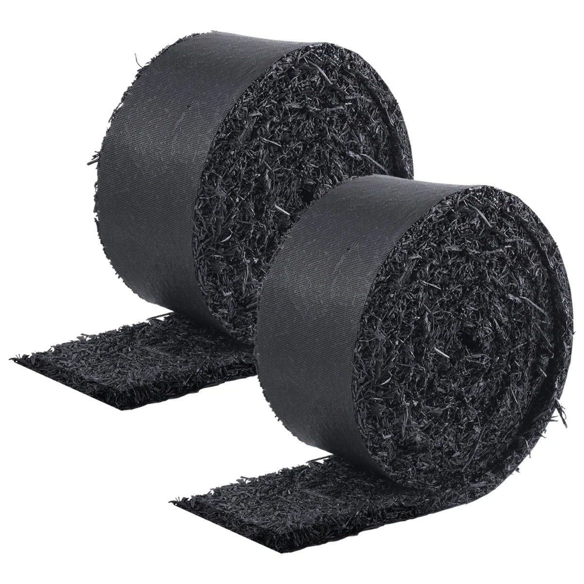VEVOR gumijas mulča ainavu labiekārtošanai, 2 ruļļi pārstrādātas gumijas mulčas paklāja 3048 x 114 mm, pastāvīgs gumijas celiņš, dabīga izskata melna mulčas dārza apmale augiem, dārzeņiem un ziedu dārza barjerai
