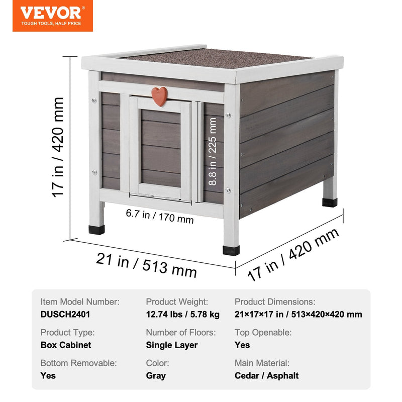 VEVOR Āra kaķu māja ar jumtu un PVC durvju aizkariem