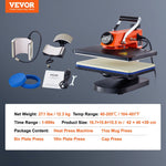 VEVOR 5-in-1 Siltuma prese 30x38 cm sublimācijas pārsūtīšanai, T-kreklu, šķīvju, krūžu un kausu apdrukai