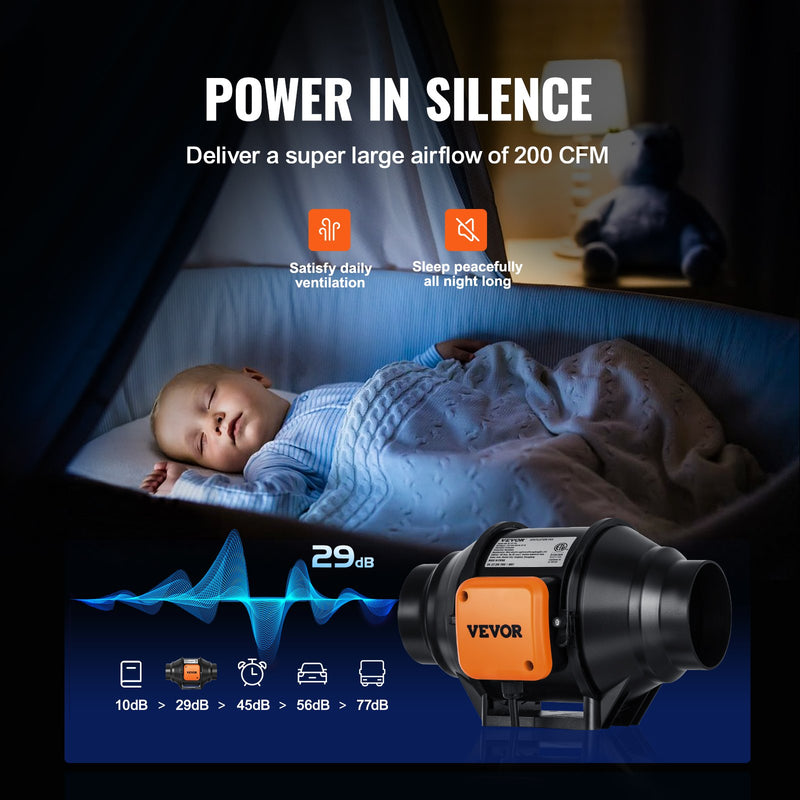 VEVOR 31W вытяжной вентилятор, вытяжной вентилятор, внутренний канальный вентилятор