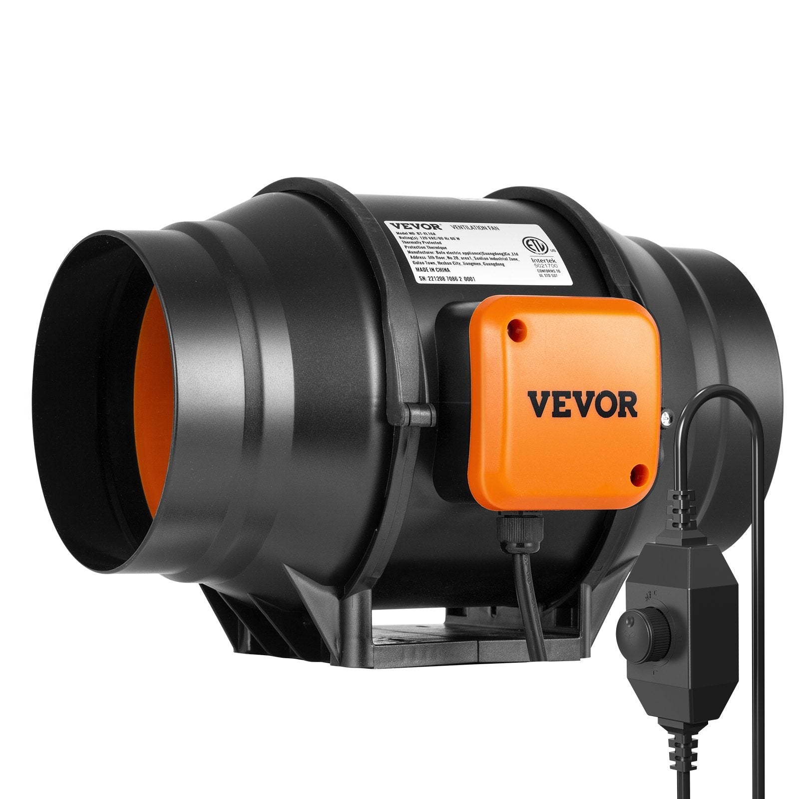 VEVOR 152,4 mm cauruļvadu ventilators HVAC izplūdes pūtēja komplekts AC Maināma Ātruma Kontrole