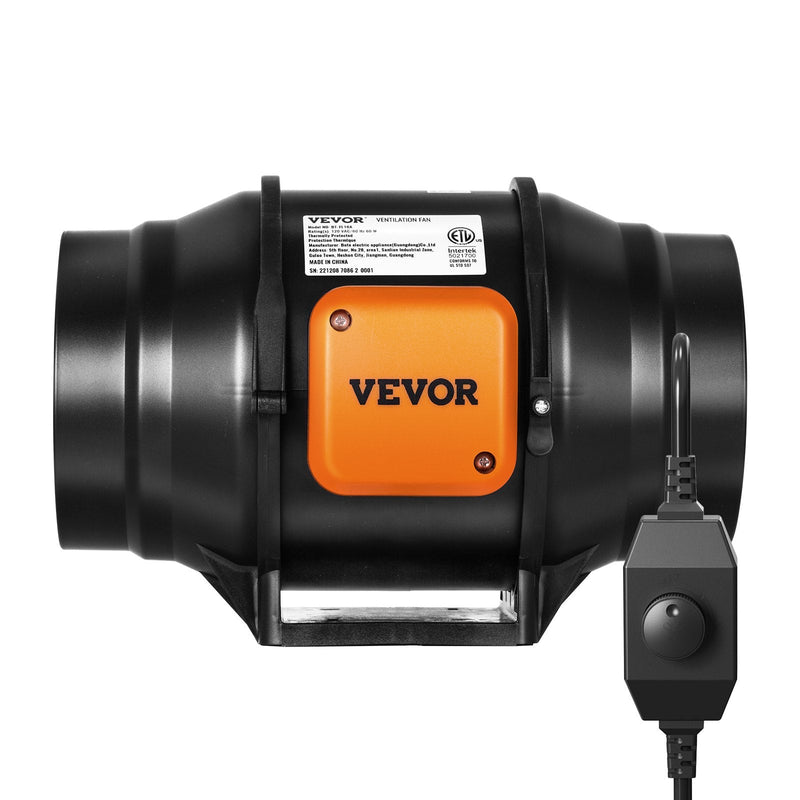 VEVOR 152,4 mm cauruļvadu ventilators HVAC izplūdes pūtēja komplekts AC Maināma Ātruma Kontrole