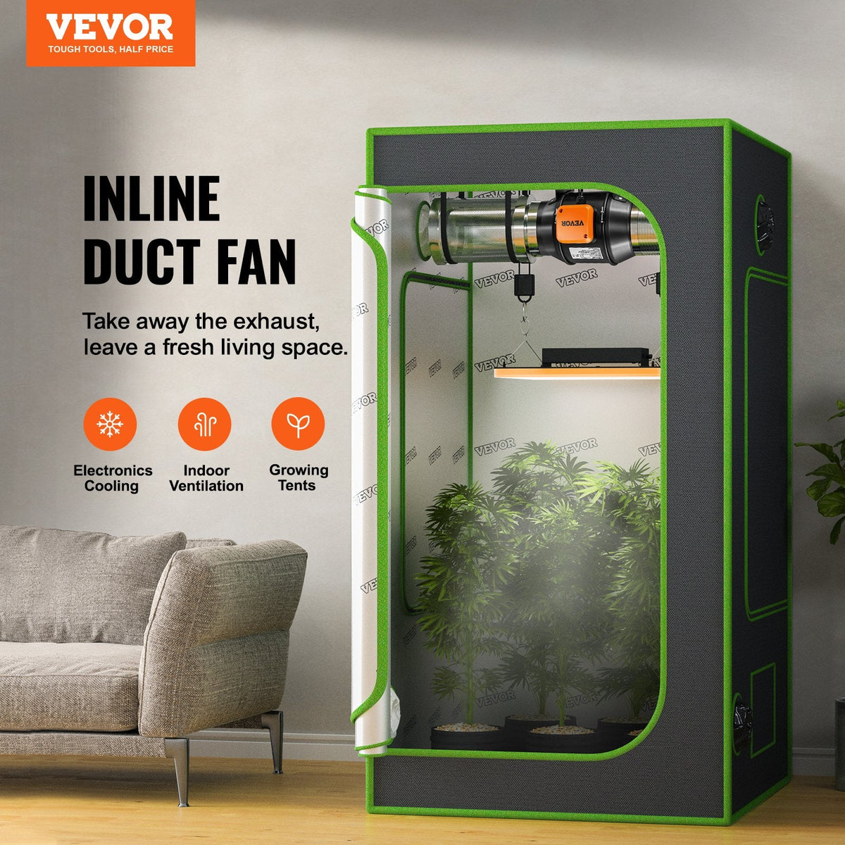 VEVOR 6 collu kanāla ventilators HVAC izplūdes ventilatora komplekts ar EC mainīga ātruma kontroli