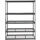 Regulējama 5 līmeņu metāla uzglabāšanas plauktu sistēma, melna, 900 kg, 152 × 61 × 198 cm