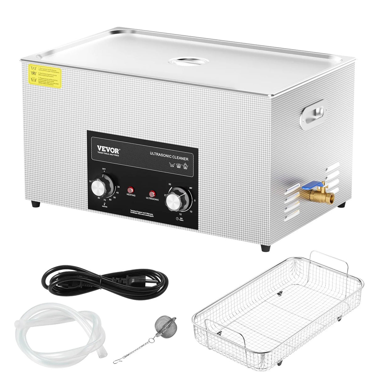VEVOR 22 l ultraskaņas tīrītājs ar sildītāju, taimeri un grozu, profesionāls digitāls kavitācijas tīrīšanas iekārta, 480 W, laboratorijas instrumentiem, metāla detaļām, karburatoriem, misiņam, automobiļu un dzinēju detaļām