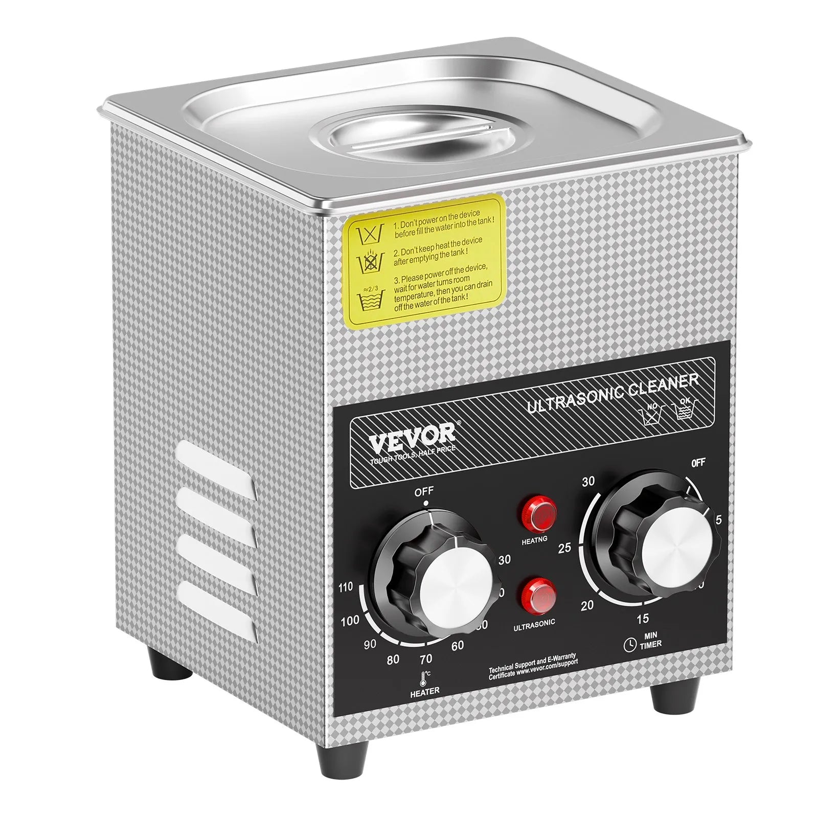 VEVOR ultraskaņas tīrītājs 2 l ar sildītāju, taimeri un grozu, profesionāls digitāls kavitācijas tīrītājs, 60 W, pulksteņu instrumentiem, brillēm, monētām, metāla detaļām un instrumentiem