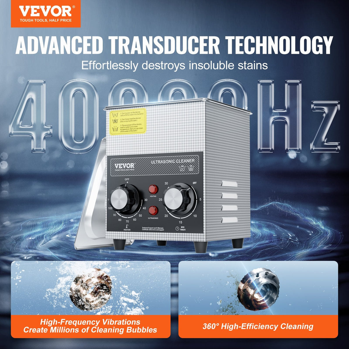 VEVOR ultraskaņas tīrītājs 2 l ar sildītāju, taimeri un grozu, profesionāls digitāls kavitācijas tīrītājs, 60 W, pulksteņu instrumentiem, brillēm, monētām, metāla detaļām un instrumentiem
