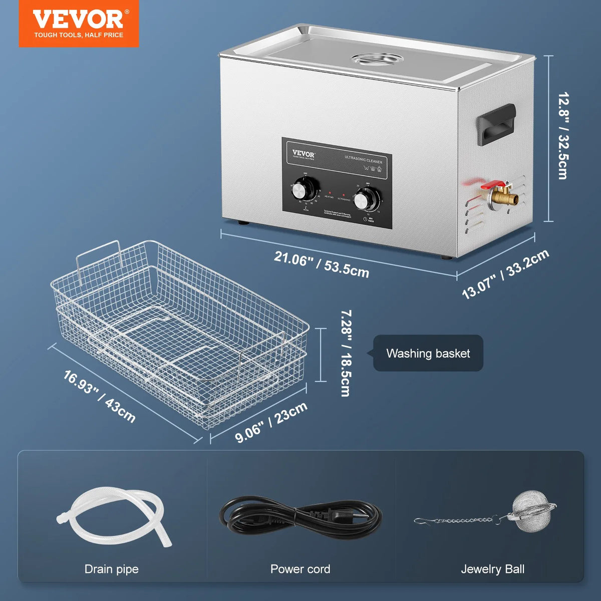 VEVOR 30 l ultraskaņas tīrītājs ar sildītāja taimeri un grozu, profesionāla digitāla soniskās kavitācijas iekārta, 360 W tīrīšanas iekārta laboratorijas instrumentiem, metāla detaļām, karburatoriem, misiņam, auto detaļām un dzinēja detaļām