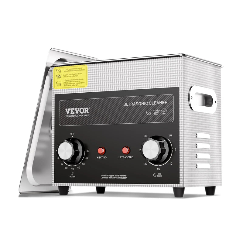 VEVOR 3 l ultraskaņas tīrītājs ar sildītāju, taimeri un grozu, profesionāla digitāla soniskās kavitācijas iekārta ar 120 W tīrīšanas jaudu pulksteņu mehānismiem, brillēm, monētām, metāla detaļām un instrumentiem.