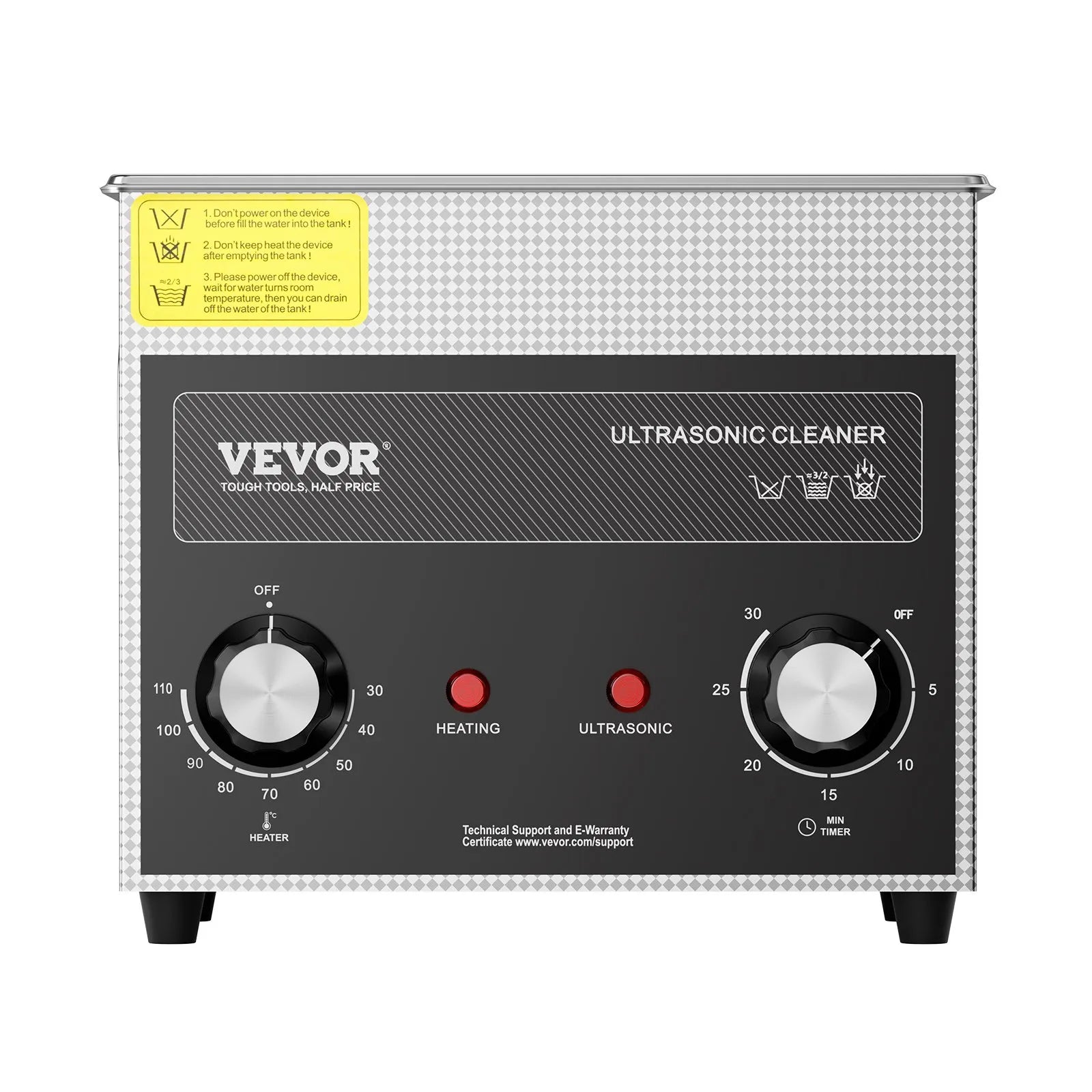 VEVOR 3 l ultraskaņas tīrītājs ar sildītāju, taimeri un grozu, profesionāla digitāla soniskās kavitācijas iekārta ar 120 W tīrīšanas jaudu pulksteņu mehānismiem, brillēm, monētām, metāla detaļām un instrumentiem.