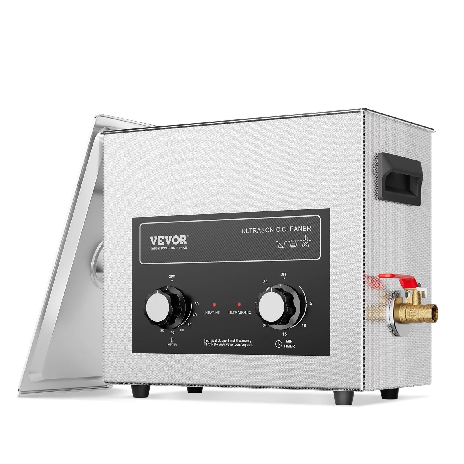 VEVOR ultraskaņas tīrītājs 6 l ar sildītāju, taimeri un grozu, profesionāls digitāls kavitācijas tīrītājs, 180 W, pulksteņu instrumentiem, brillēm, monētām, metāla detaļām un instrumentiem