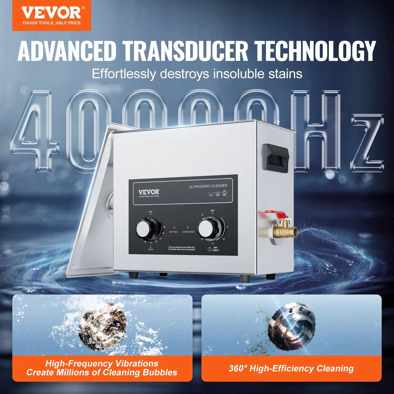 VEVOR ultraskaņas tīrītājs 6 l ar sildītāju, taimeri un grozu, profesionāls digitāls kavitācijas tīrītājs, 180 W, pulksteņu instrumentiem, brillēm, monētām, metāla detaļām un instrumentiem
