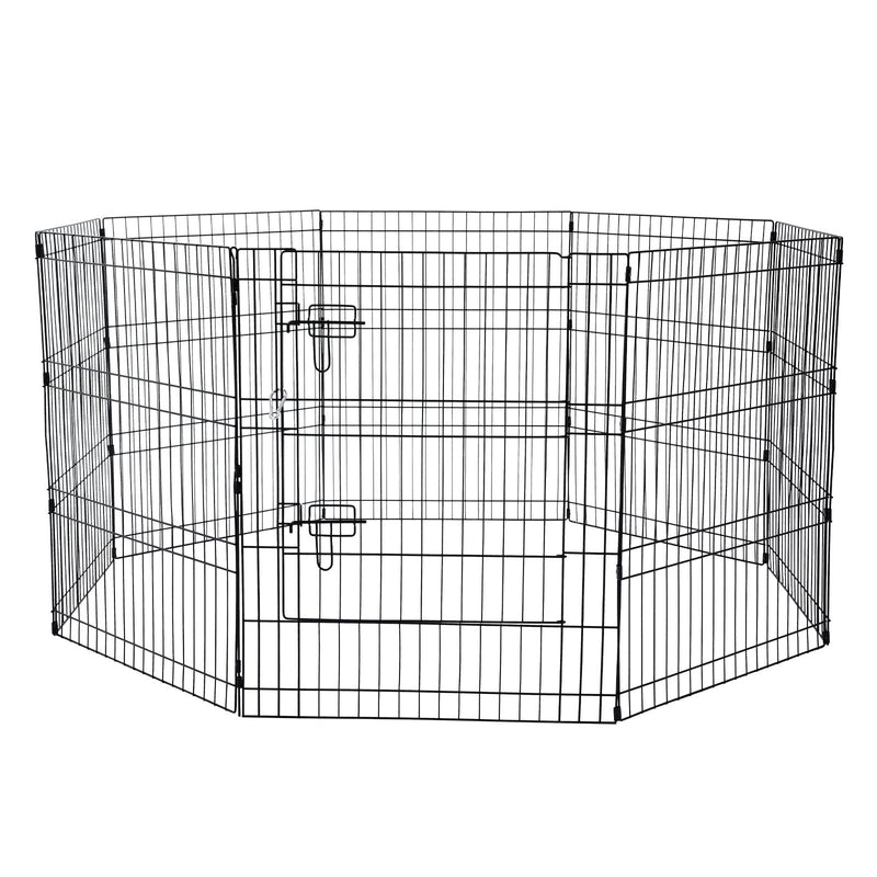 VEVOR salokāms metāla dzīvnieku aploks ar 8 paneļiem (76 cm augstums × 61 cm platums) un durvīm, piemērots lietošanai telpās un ārā, ar 600D Oksfordas auduma pamatni, paredzēts suņiem, kaķiem un citiem maziem dzīvniekiem