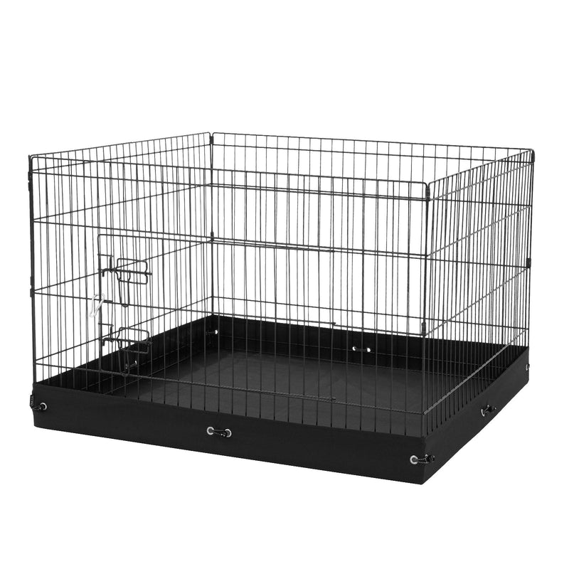 VEVOR salokāms metāla suņu iežogojums ar 4 paneļiem, apakšējo paklāju un pārsegu, 91 × 91 × 61 cm