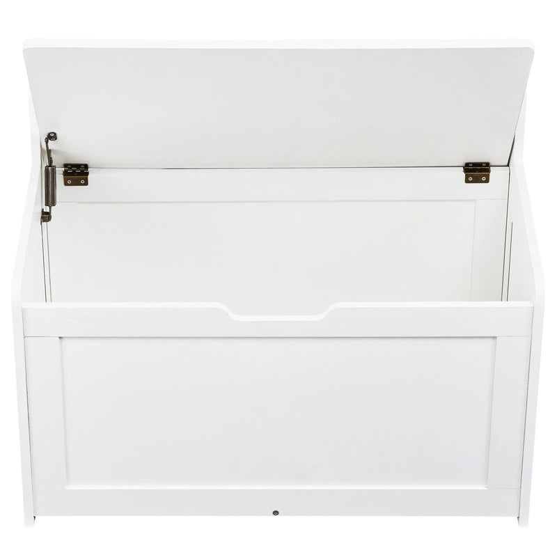 VEVOR koka rotaļlietu kaste bērniem ar atvāžamu vāku un drošības eņģi, liela uzglabāšanas sola tipa kaste (83 × 45 × 61 cm) rotaļu telpai, guļamistabai, viesistabai vai priekšnamiem, balta