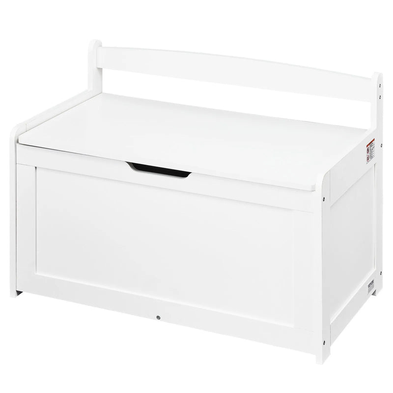 VEVOR koka rotaļlietu kaste bērniem ar atvāžamu vāku un drošības eņģi, liela uzglabāšanas sola tipa kaste (83 × 45 × 61 cm) rotaļu telpai, guļamistabai, viesistabai vai priekšnamiem, balta