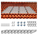VEVOR saules paneļu montāžas komplekts ar mini sliedēm 10 × 101,6 mm, 4 gala skavām un 6 vidējām skavām, saules paneļu stiprinājumi metāla, betona, koka un dakstiņu jumtiem