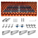 VEVOR saules paneļu montāžas kronšteinu komplekts ar 4 × 762 mm alumīnija sliedēm, 4 gala skavām un 2 vidējām skavām, paredzēts metāla, betona, koka un dakstiņu jumtiem