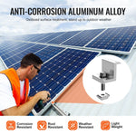 VEVOR saules paneļu montāžas kronšteinu komplekts ar 4 × 762 mm alumīnija sliedēm, 4 gala skavām un 2 vidējām skavām, paredzēts metāla, betona, koka un dakstiņu jumtiem