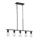 Lineārā lustra, 5 lampas, 60 W, regulējams augstums, stikla plafoni, metāls, E27