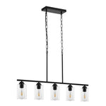 Lineārā lustra, 5 lampas, 60 W, regulējams augstums, stikla plafoni, metāls, E27