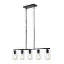 Lineārā lustra, 5 lampas, 60 W, regulējams augstums, stikla plafoni, metāls, E27