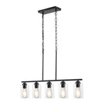 Lineārā lustra, 5 lampas, 60 W, regulējams augstums, stikla plafoni, metāls, E27