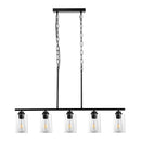 Lineārā lustra, 5 lampas, 60 W, regulējams augstums, stikla plafoni, metāls, E27