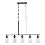 Lineārā lustra, 5 lampas, 60 W, regulējams augstums, stikla plafoni, metāls, E27
