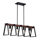 4-gaismu virtuves salas piekaramais gaismeklis, 60 W, regulējams ēdamistabas apgaismojums ar 2 x 152 mm un 6 x 305 mm stieņiem, industriāla metāla rāmja lineārais lustru apgaismojums ēdamistabai, E27