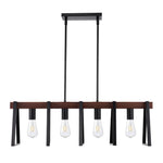 4-gaismu virtuves salas piekaramais gaismeklis, 60 W, regulējams ēdamistabas apgaismojums ar 2 x 152 mm un 6 x 305 mm stieņiem, industriāla metāla rāmja lineārais lustru apgaismojums ēdamistabai, E27