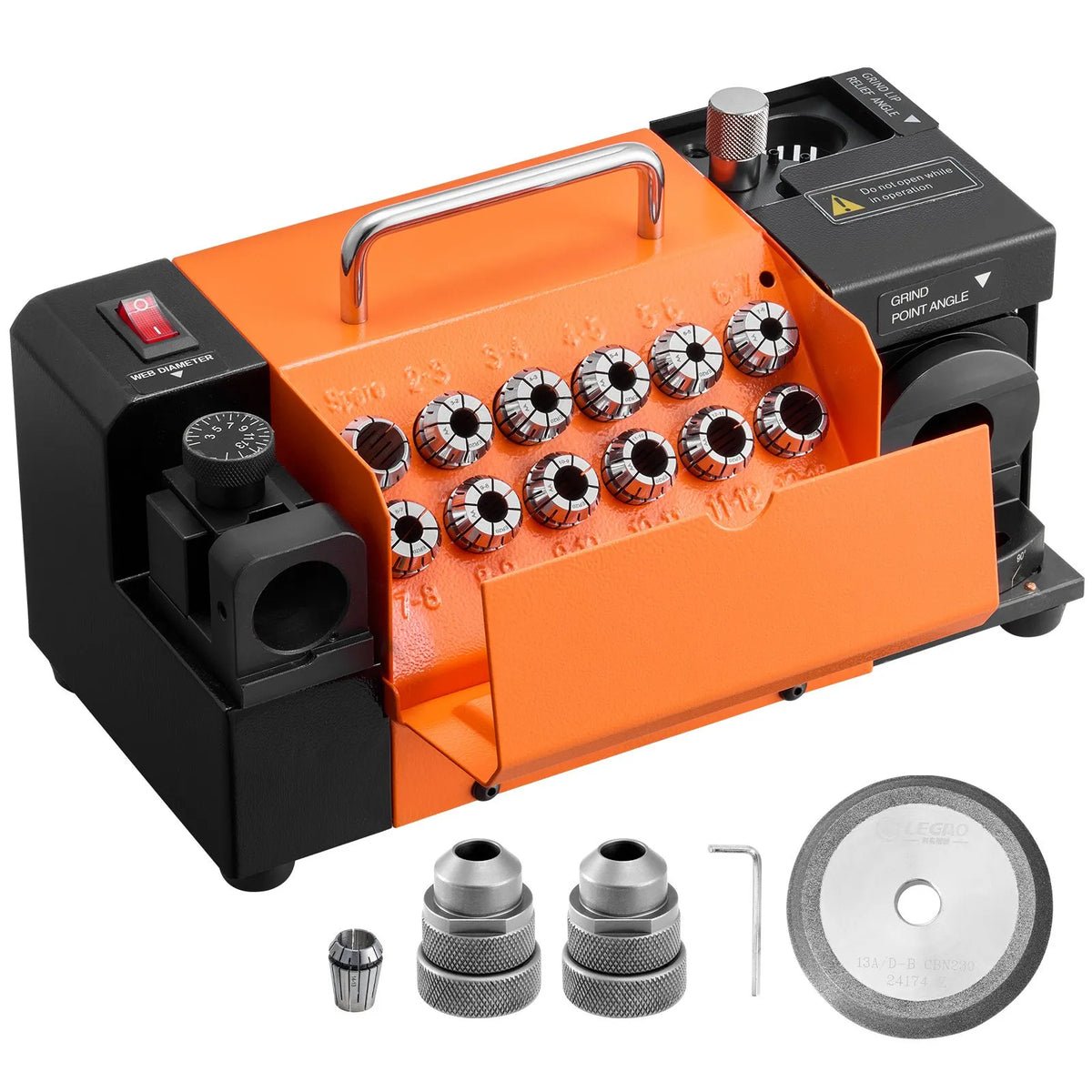 VEVOR urbju asināmais MR-13A, 3–15 mm urbju slīpmašīna ar regulējamu 95°–135° smailes leņķi, 4600 apgr./min augstas veiktspējas pārasināšanas iekārta ar 13 patronām un CBN slīpripu darbnīcām un garāžām