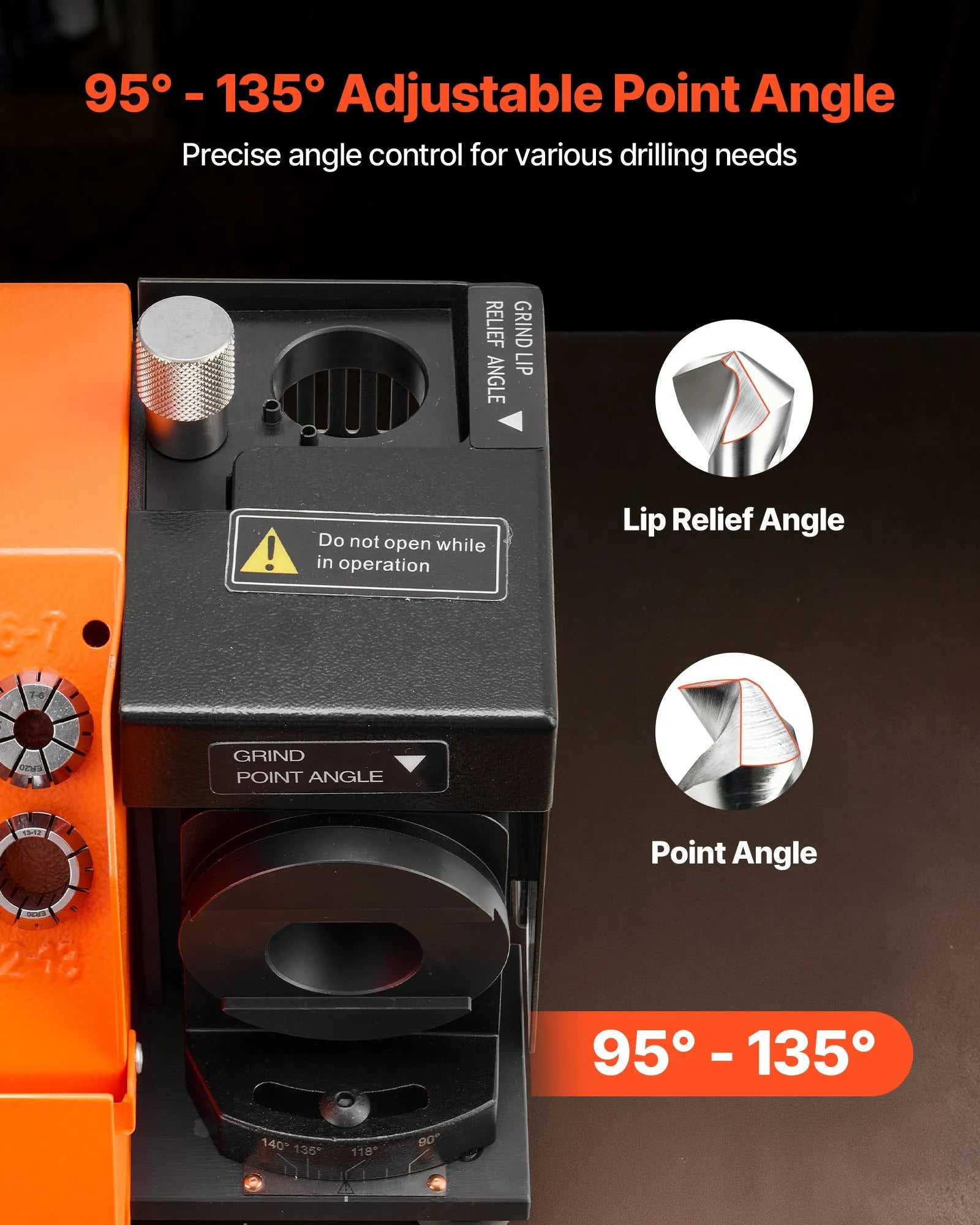 VEVOR urbju asināmais MR-13A, 3–15 mm urbju slīpmašīna ar regulējamu 95°–135° smailes leņķi, 4600 apgr./min augstas veiktspējas pārasināšanas iekārta ar 13 patronām un CBN slīpripu darbnīcām un garāžām