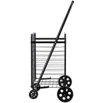 VEVOR iepirkumu ratiņi, salokāmi pārtikas un sadzīves ratiņi ar grozāmiem riteņiem, 40,8 kg liela celtspēja, pastiprinātas konstrukcijas ripojošs veļas grozs ratiņu formā veļai, iepirkumiem, kempingam, pārtikai un bagāžai, melnā krāsā
