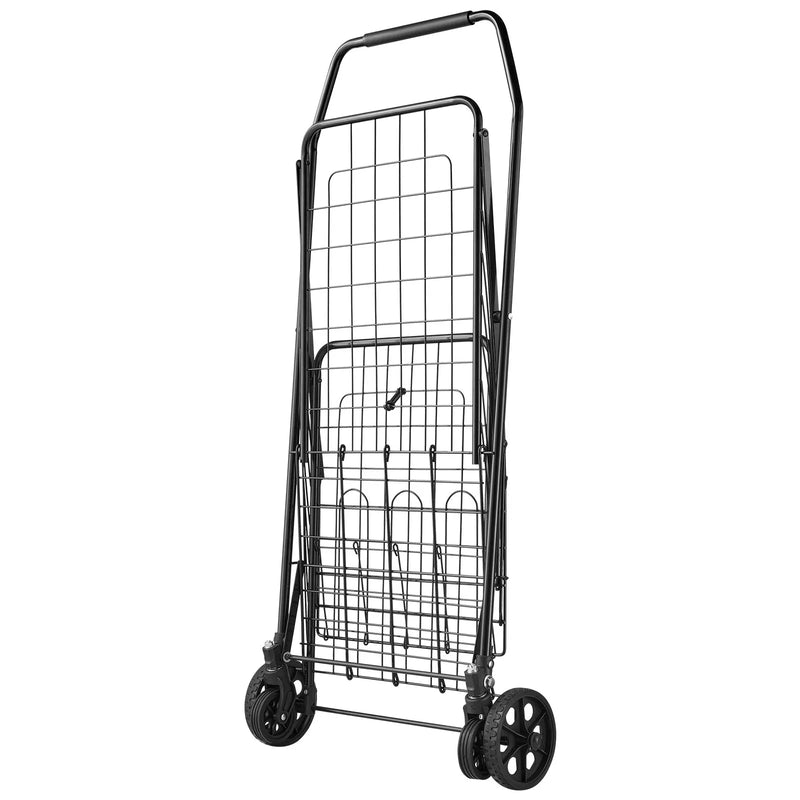 VEVOR iepirkumu ratiņi, salokāmi universālie ratiņi ar diviem groziem, ūdensizturīgu ieliktni un riteņiem, 45 kg liela celtspēja, pastiprinātas konstrukcijas veļas grozs veļai, iepirkumiem, kempingam, pārtikai un bagāžai