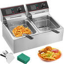 VEVOR Commercial Electric Fryer 12L, 5000W, Double Tank with Two Baskets, Stainless Steel, Table Model