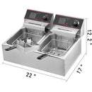 VEVOR Commercial Electric Fryer 12L, 5000W, Double Tank with Two Baskets, Stainless Steel, Table Model