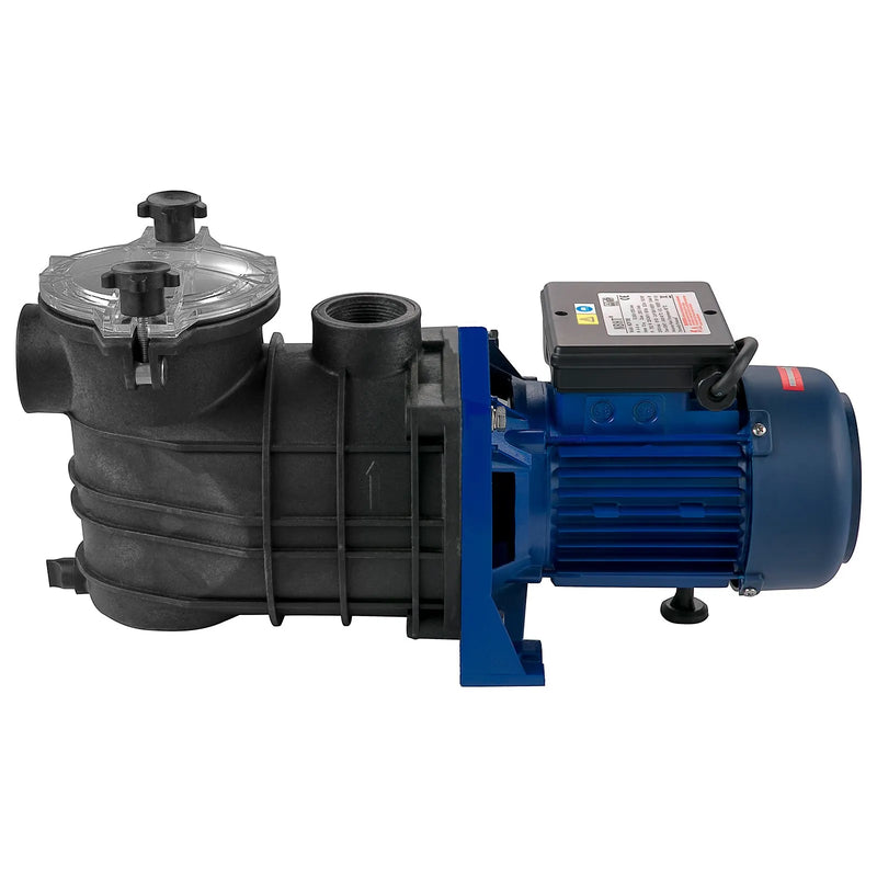 VEVOR baseina sūknis 750 W, plūsma līdz 15 000 l/h, peldbaseiniem virszemes un pazemes uzstādīšanai, ar sietiņa grozu, 50 mm ieplūde/izplūde, baseina filtra sūknis ar 2 pieslēguma šļūtenēm
