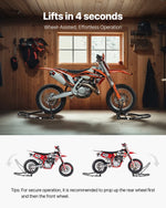 VEVOR motocikla priekšējais un aizmugurējais pacēlājs, 500 kg, regulējams, ar ritentiņiem, piemērots 165–351 mm riteņu asīm, tērauds, sarkans