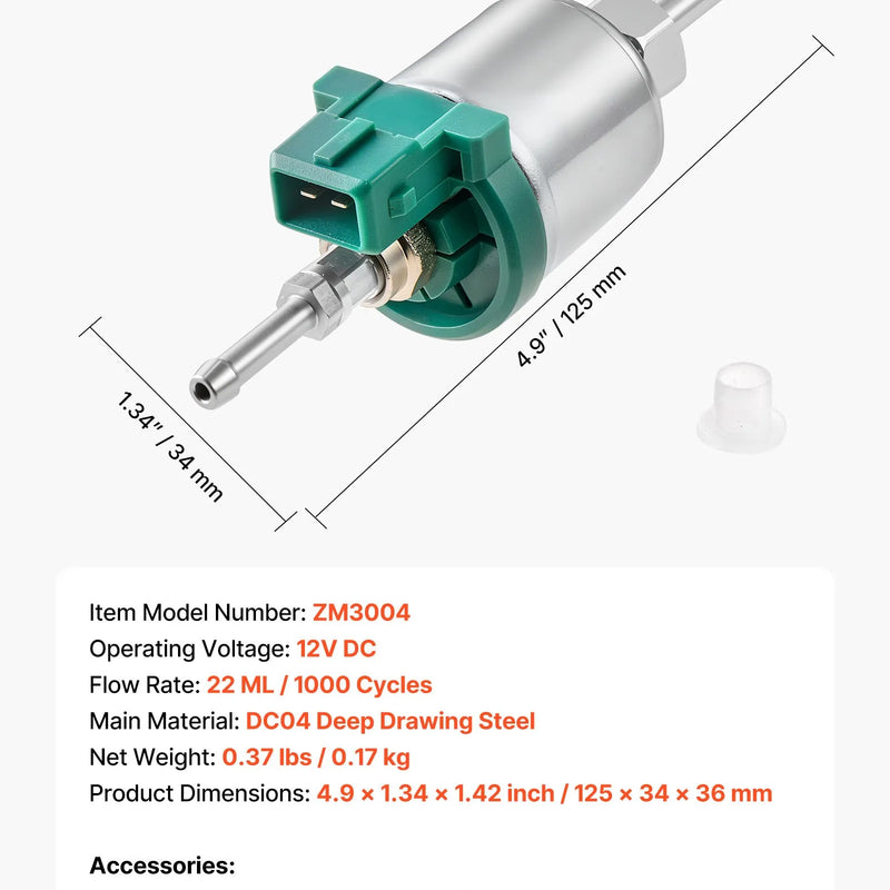 Diislikütteseadme kütusepump 12 V, alumiiniumist dosaatorpump 22 ml doseerimisega, sobib 2 kW, 5 kW ja 8 kW diislikütteseadmetele, vaikne töö impulsstehnoloogiaga.