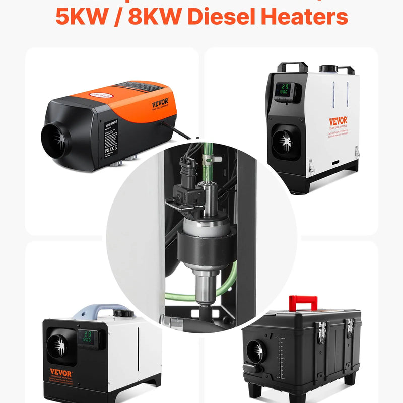 Dīzeļsildītāja degvielas sūknis 12/24 V, automašīnas gaisa sildītāja dozēšanas sūknis ar 22–32 ml padevi, piemērots 2 kW, 5 kW un 8 kW dīzeļsildītājiem, klusas darbības dizains ar impulsu tehnoloģiju