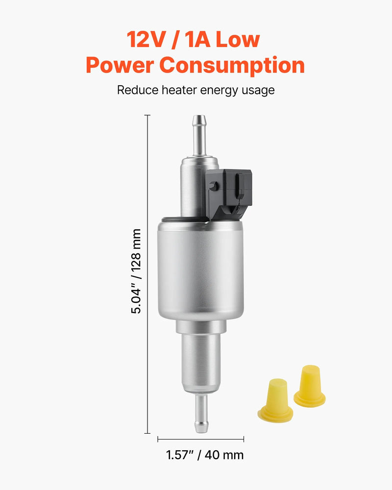 Dīzeļsildītāja degvielas sūknis 12/24 V, automašīnas gaisa sildītāja dozēšanas sūknis ar 22–32 ml padevi, piemērots 2 kW, 5 kW un 8 kW dīzeļsildītājiem, klusas darbības dizains ar impulsu tehnoloģiju
