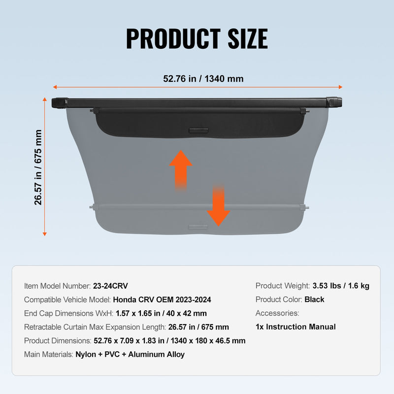 VEVOR Складная крышка багажного отделения для Honda CR-V 2023-2024