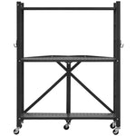 Saliekams metāla uzglabāšanas plaukts ar 3 līmeņiem un riteņiem, 71 × 33 × 91 cm